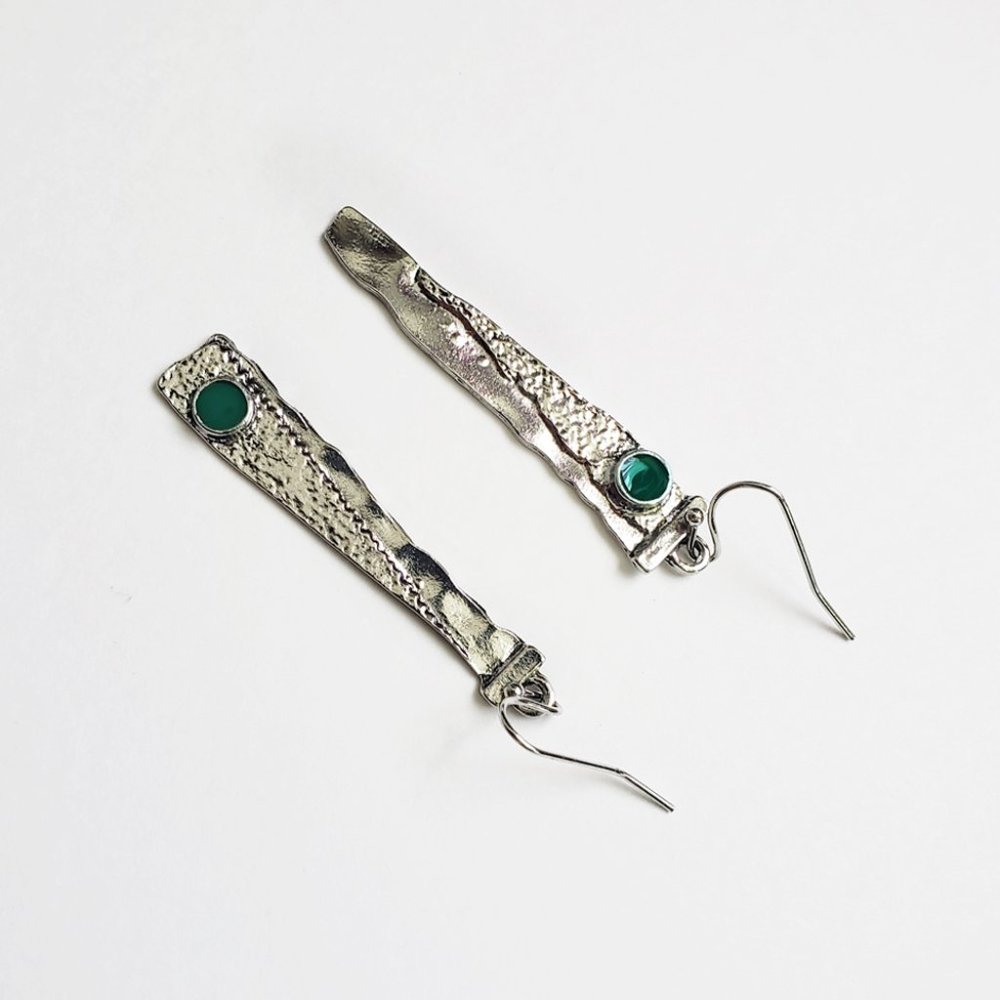 Long Textured Modern Abstract Drop Earrings